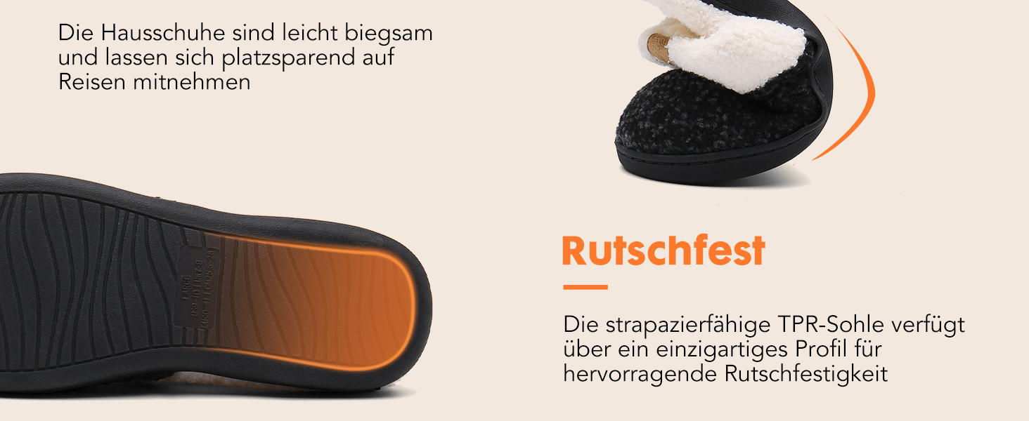 Тапочки зимові Mishansha для чоловіків та жінок, утеплені, з пам'яттю, з плюшем, 42/43 EU, чорні