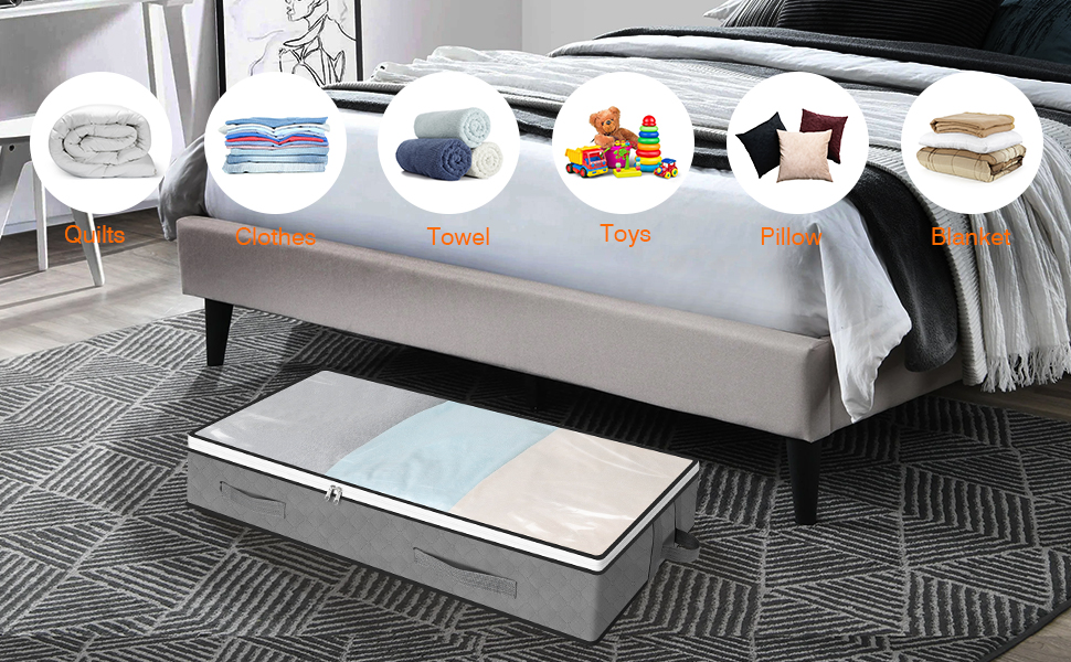 Коробки для зберігання під ліжко AiQInu (2 шт.) 100x50x18 см, складні, з вікном, для одягу, ковдр, постільної білизни