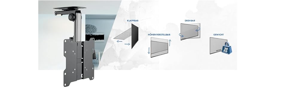 Schwaiger LWHD3720 TV Ceiling Mount - Tilting & Swivel TV Wall Mount for 17-37 Inch Displays - Max 20kg
