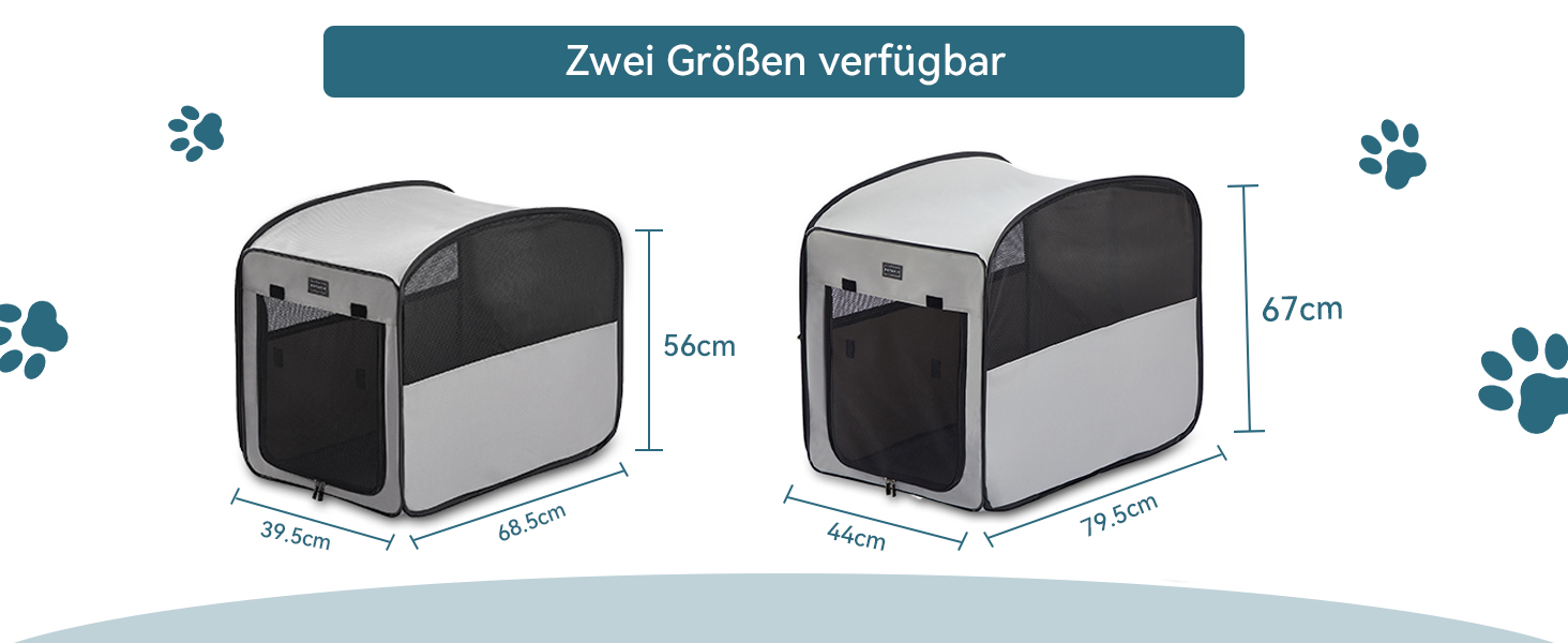 Клітка для собак Petsfit, складана, сіра, середнього розміру (68.5 x 39.5 x 56 см)