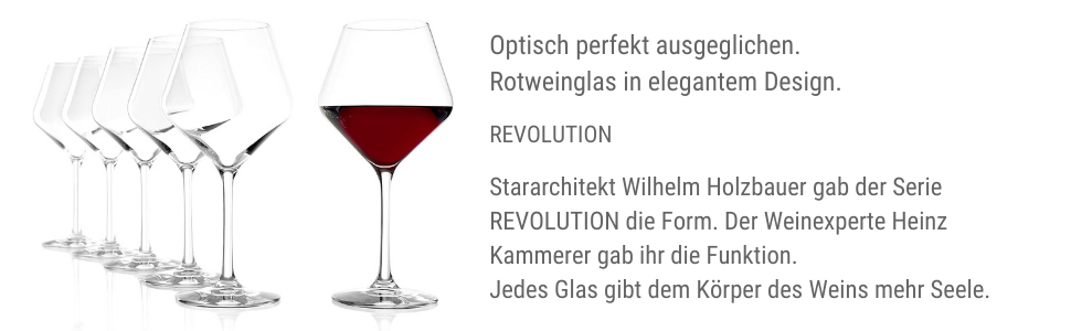 Набір келихів для червоного вина Stölzle Lausitz Revolution 6 шт. – 490 мл – Кришталеві келихи преміум-якості, ідеальні для червоного вина