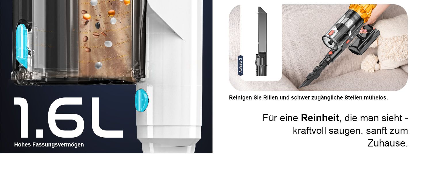 Бездротовий акумуляторний пилосос KESSER® з LED дисплеєм, 70 хв роботи, без мішка, для твердих поверхонь, килимів, шерсті тварин, чорний/червоний