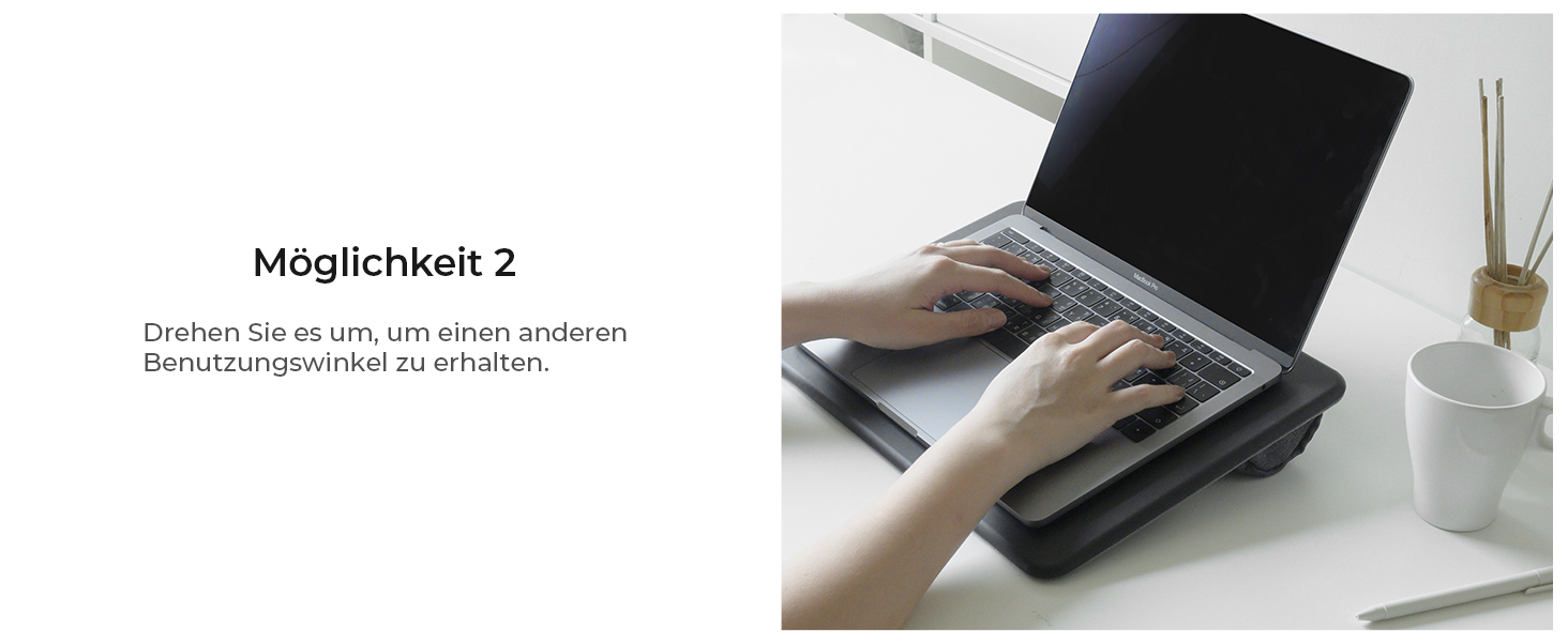 Підставка для ноутбука на колінах, колінцевий столик з подушкою, L – дерев'яний вигляд (M – PU), 30.5 x 57 x 4.5 см