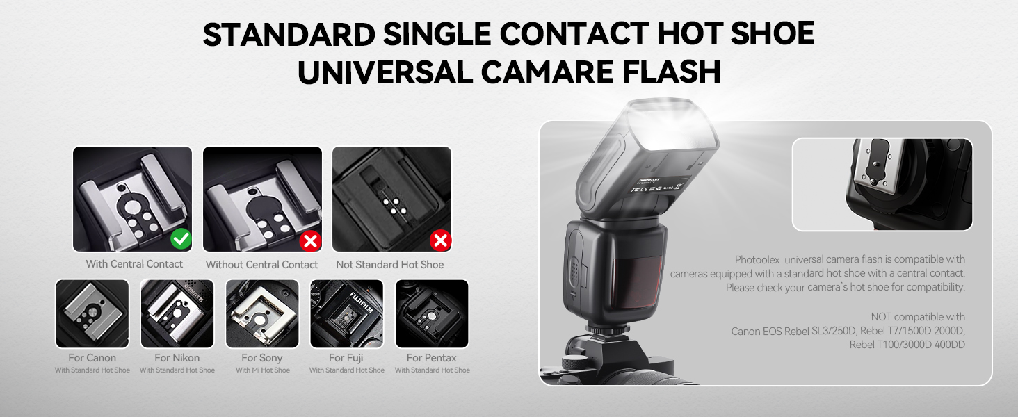 Спалахувач PHOTOOLEX Blitz FK300 для Canon, Nikon, Sony, Panasonic, Olympus, Pentax, Fujifilm, Sigma, Minolta та інші DSLR, цифрових та плівкових камер