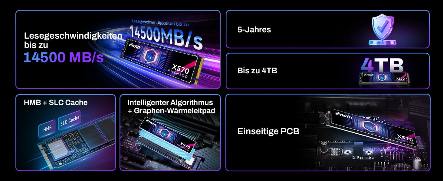 SSD BIWIN Black Opal X570 Gen5 4TB - NVMe PCIe 5.0 (M.2 2280) для ноутбука та ПК