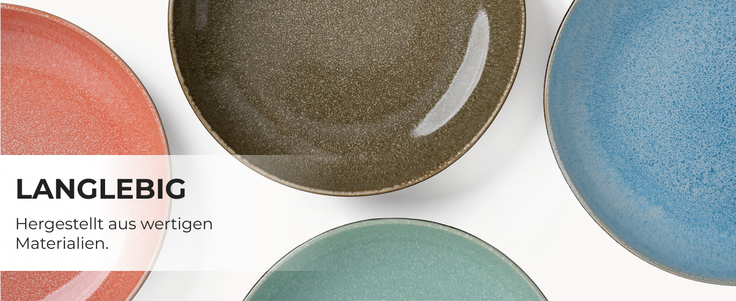 Набір посуду Miamio Las Palmitas (24 предмети) для 6 осіб: тарілки, чашки, супові тарілки, миски для каші/пасти. Можна мити в посудомийній машині, використовувати в мікрохвильовій печі та духовці.