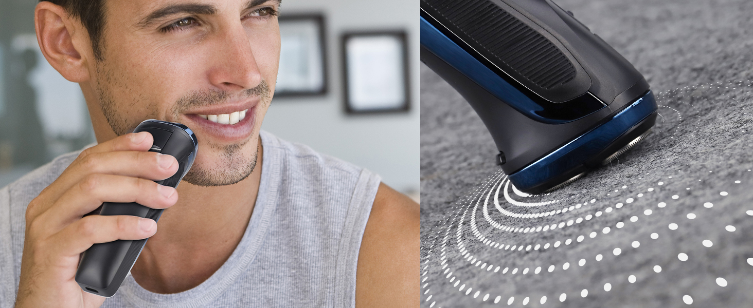 Електричний чоловічий голчастий бритва з 3 змінними насадками, для сухого та вологого гоління, з висувним тримером, LED дисплеєм, 99 хв роботи, у кейсі