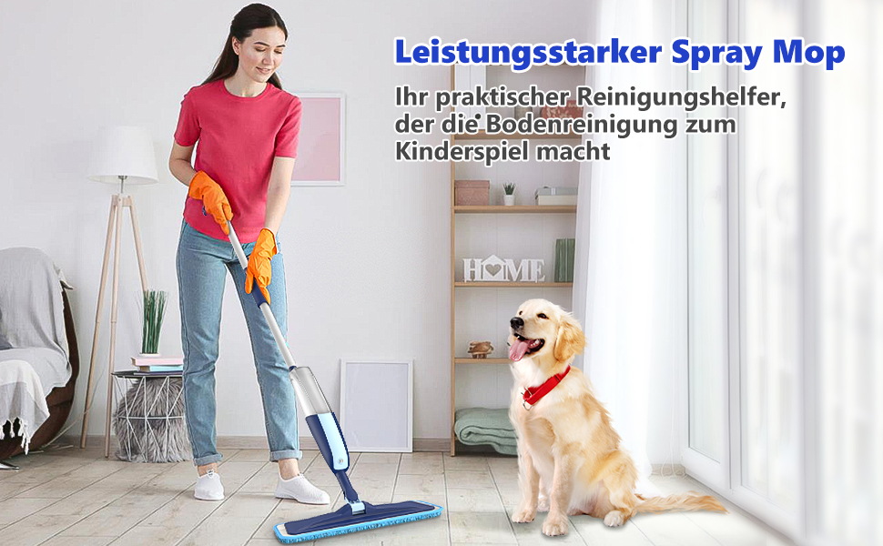 Швабра з розпилювачем MANGOTIME: швабра з розпилювачем, швабра для підлоги з баком та 3 накладки для швидкого миття твердих підлог (блакитна)