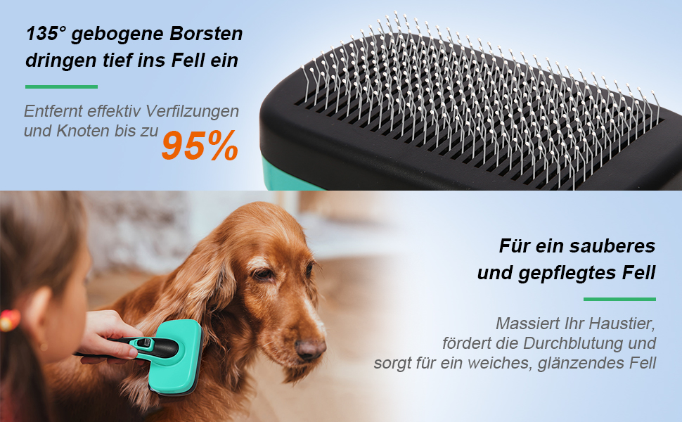 Щітка для собак і котів, самоочисна, для вичісування підшерстка та випадаючого хутра, для довгошерстих та короткошерстих порід, делікатна до шкіри, зменшує випадання шерсті, догляд за шерстю, зелена