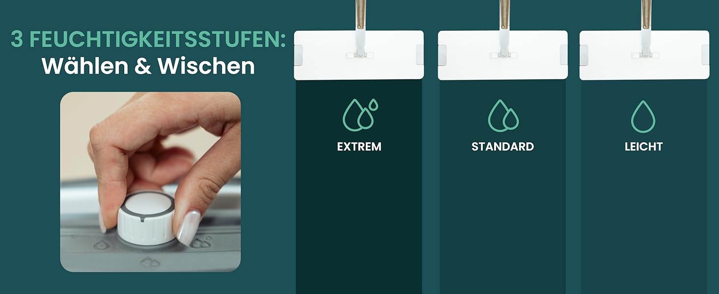 Набір для прибирання підлоги WONDERHOME TripleClean Hydro: відро з 3 камерами, розділення чистої і брудної води, моп із віджимом, класична модель з подовженою 140 см ручкою