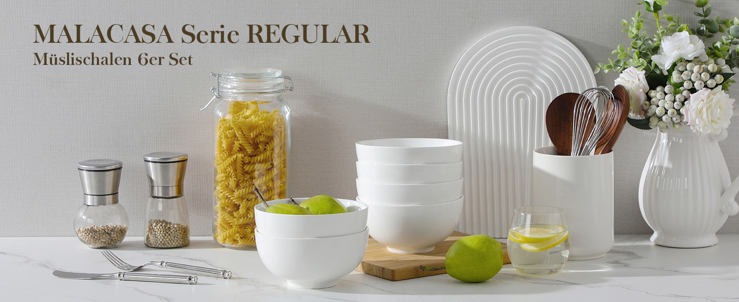 Набір мисок MALACASA, 8 шт., 420 мл, порцеляна. Ідеально для супу, салату, десерту, рамену та фруктів. Розмір 12,8x12,8x6,5 см