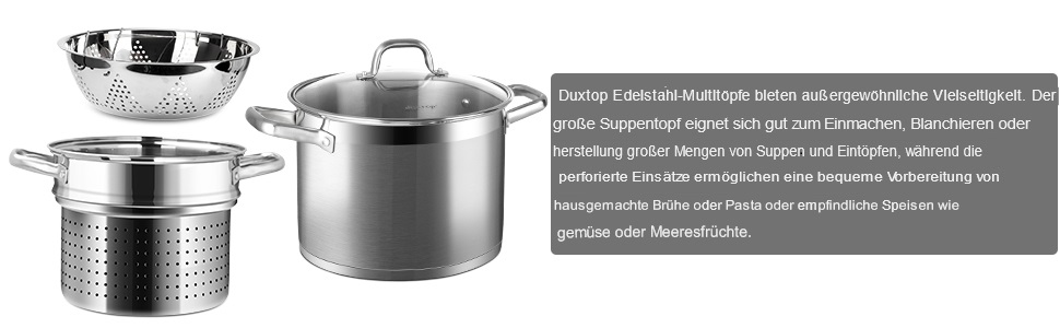 Набір кухонного посуду Duxtop Whole-Clad 3-шаровий нержавіюча сталь, індукційний, 10 предметів (8.6 літра)