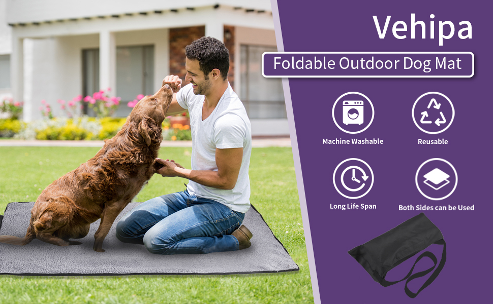 Водонепроникна килимок для собак та котів 95x65 см, складаний, для подорожей та дому