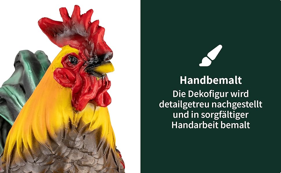 Фігура півня VERDOBA для саду, велика, із полімерної смоли, ручний розпис – декоративний півень для вулиці, садова декорація тварини