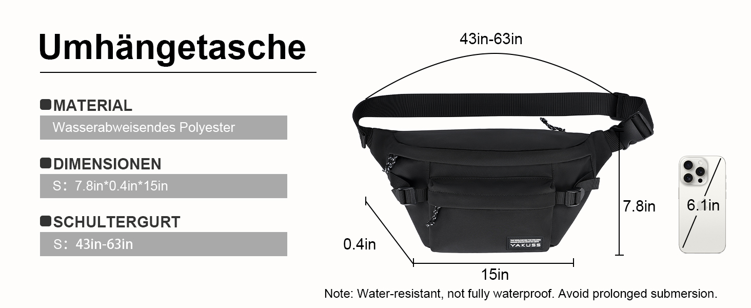 Спортивна нагрудна сумка YaKuss, велика водонепроникна поясна сумка через плече, регульований ремінь для бігу, подорожей, чорна