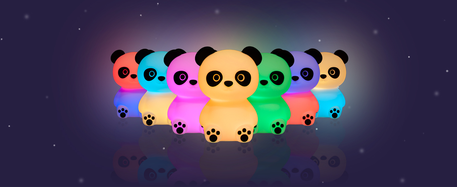 MegaLight LED Night Light for Kids RGB Color Changing | Night Light Baby without Swallowing Hazards | Dimming Nursing Light with Timer | Touch USB Night Lamp for Children's Room | Paddy Panda