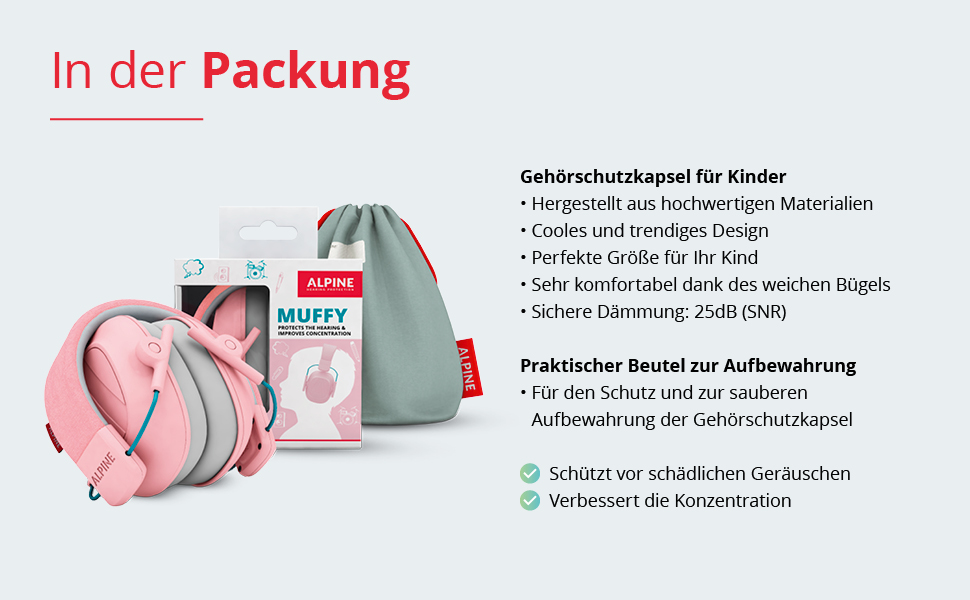 Дитячі навушники шумозахисту Alpine Muffy – комфортний захист вух для дітей до 16 років, рожеві