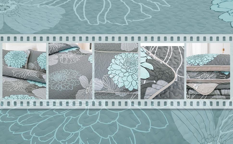 Покривало Tagesdecke WONGS BEDDING 220x240 см, зелене, квітковий дизайн, мікрофібра, комплект з 2 наволочками 48x75 см