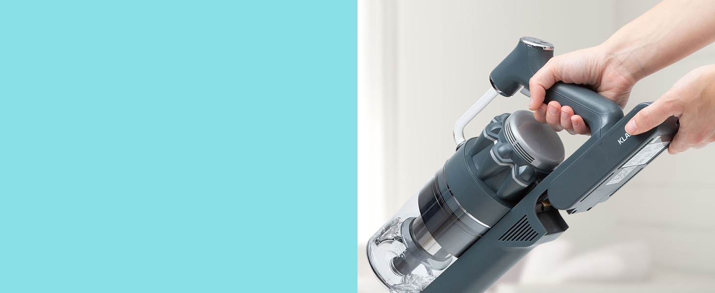 Бездротовий акумуляторний пилосос Klarstein без мішка з 4-ступеневим фільтром E12 EPA, для шерсті тварин, килима та твердих підлог, вертикальний пилосос без мішка з насадкою для підлоги 180° (сірий)