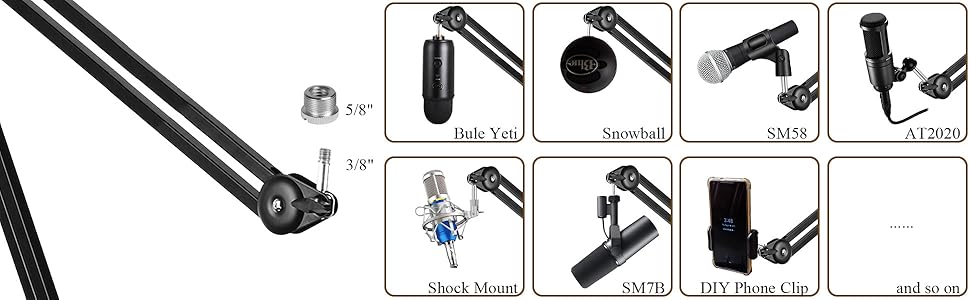 Підставка для мікрофона Mikrofon Arm V50 2-го покоління: анти-вібраційна кріплення для Yeti Snowball та інших мікрофонів