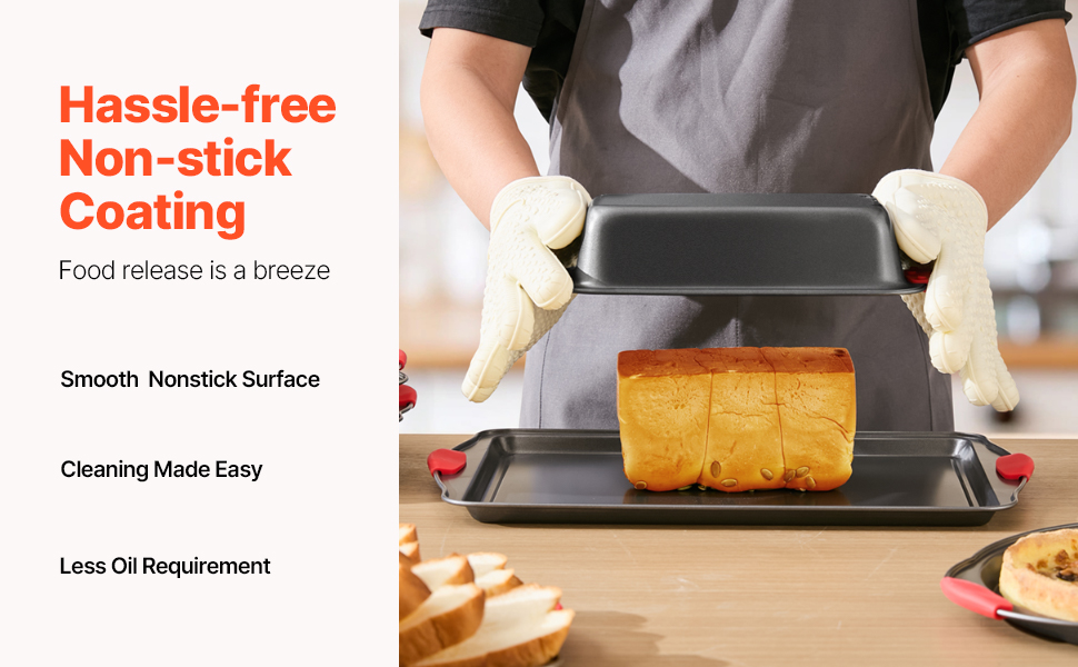 Набір для випічки VEVOR 10 шт. з антипригарним покриттям, з вуглецевої сталі, з силіконовими ручками. Підходить для кексів, печива, хліба та випічки в духовці.