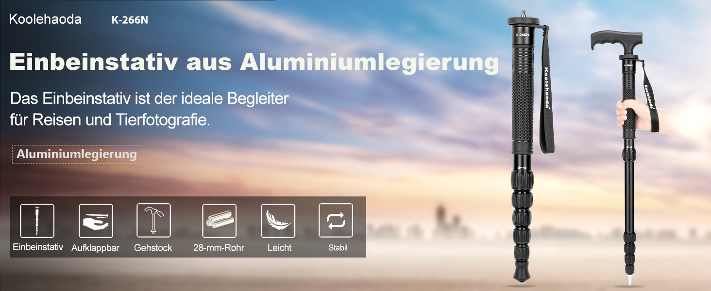 Штатив Koolehaoda 160 см з алюмінію з ручкою-підтримкою та тримачем для телефону, 1/4'-3/8' адаптер для DSLR/відеокамер, смартфонів