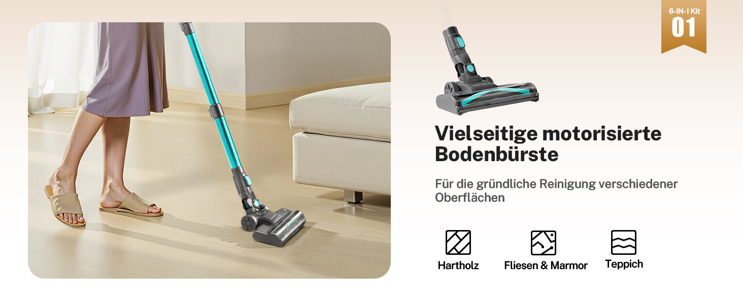 Бездротовий акумуляторний пилосос 25000Pa з антизаплутувальною насадкою та автономністю 50 хвилин. Підходить для килимів, твердих підлог та видалення шерсті тварин. Легкий ручний пилосос.