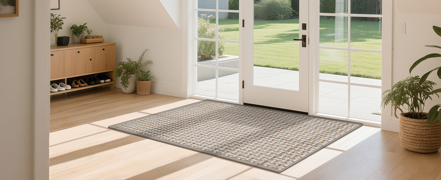 Придверний килимок LEKEEPGO протиковзкий вологопоглинаючий (сірий, 43x75 см) — універсальний килимок для входу, дому та вулиці, що миється