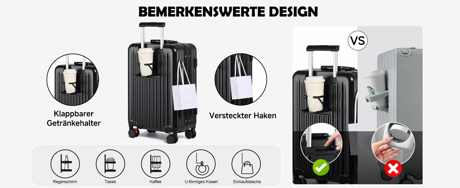 Набір валіз Sea Choice Hartschalen 2 шт. (Trolley, 55/78 см) з TSA замком та тримачем для напоїв, зелений