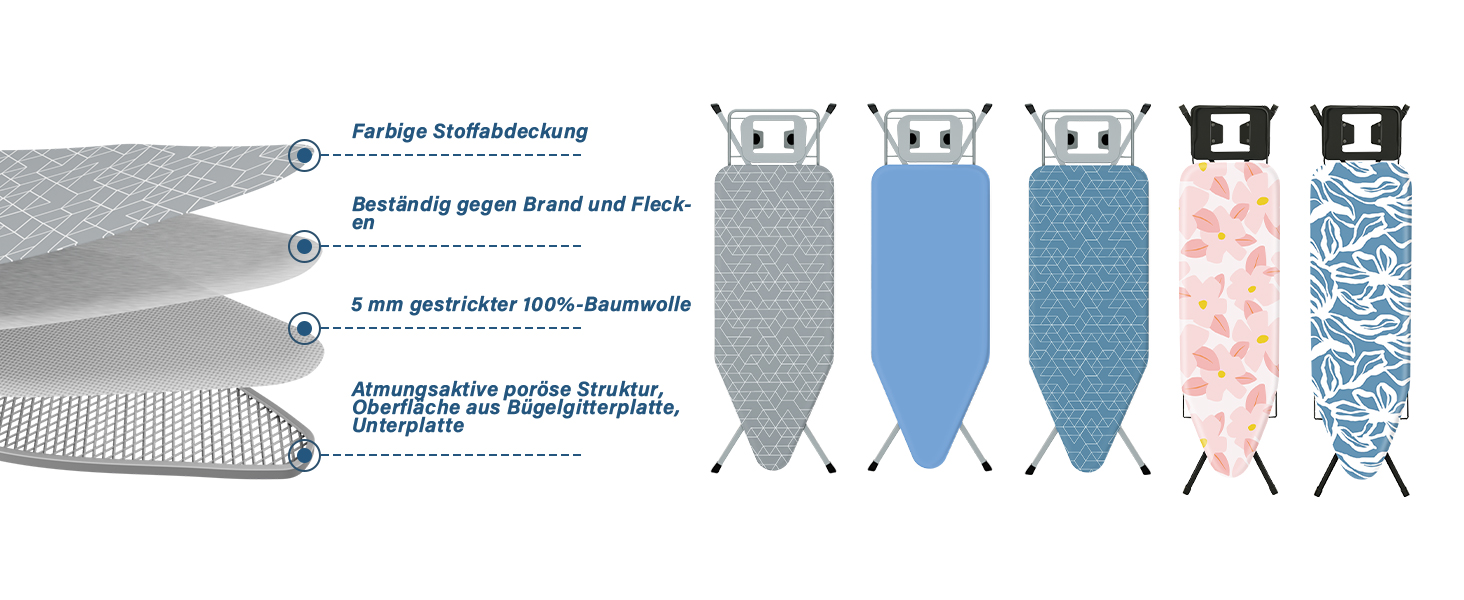 Гладильна дошка STANEW XXL 120 x 45 см – розкладна та регульована по висоті з системою безпеки, підставкою для праски та неслизькими ніжками