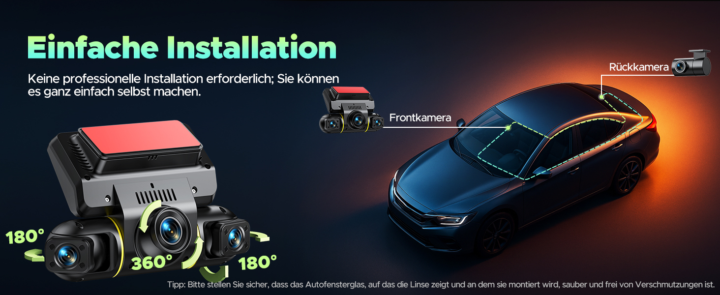 Відеореєстратор LAMTTO 360° з 4 камерами: передня, задня, внутрішня + паркувальний монітор. 5G WiFi, APP-керування, IR нічне бачення, комплект для підключення до акумулятора, SD-карта 128GB.