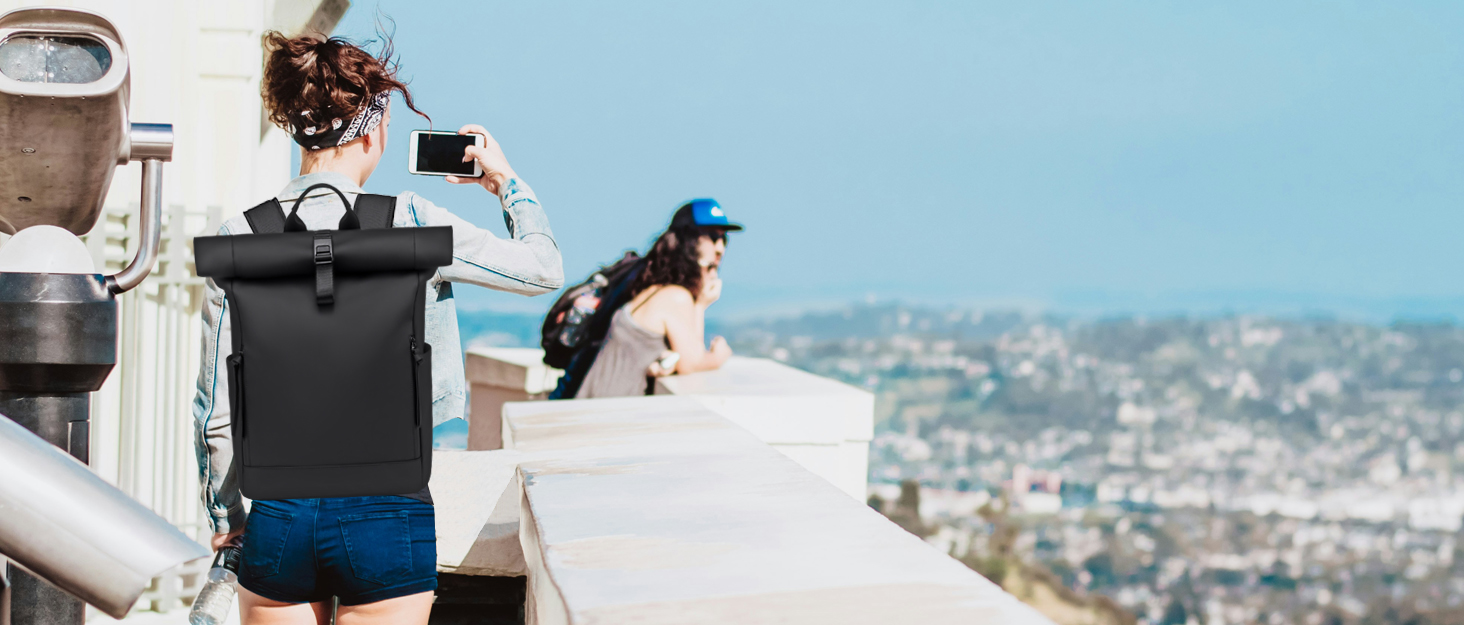 Чоловічий та жіночий рюкзак Vintage 17.3 дюйми, водонепроникний, для ноутбука, школи, подорожей, чорний