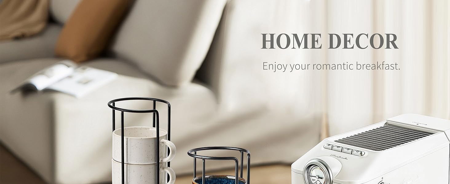 Набір чашок для еспресо HOME DECOR - 6 чашок з підставками, 140 мл, реактивна глазур, блакитний колір