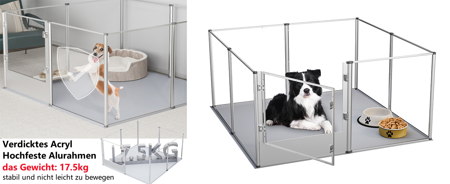 Клітка для собак BingoPaw з акрилу: прогулянкова клітка для собак, 8-секційна, висотою 60 см, XXL клітка для цуценят з дверцятами та водонепроникним дном (132 x 132 x 80,5 см)