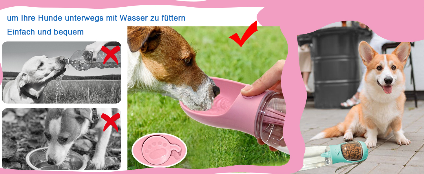 Турботрінка для собак на винос, портативна пляшка для води без BPA, дорожня миска для води для собак маленьких порід, водонепроникний диспенсер для води для домашніх тварин Outdoor (білий) Білий (550 мл + 100 г, білий)