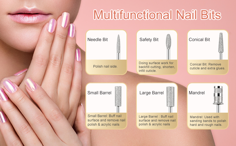 Професійний набір для манікюру та педикюру Madenia Nagelfräser Professional з акумулятором, 35000 об/хв, 11 насадок, JF-801