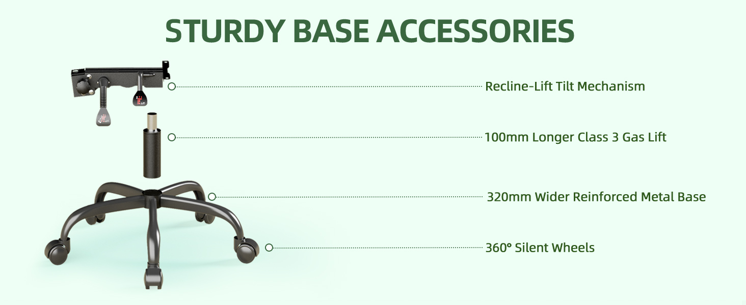 Геймерське крісло Ferghana Ergonomisch LW220: зручне крісло для комп'ютера з підголівником, підтримкою спини, підлокітниками та підставкою для ніг (зелений)