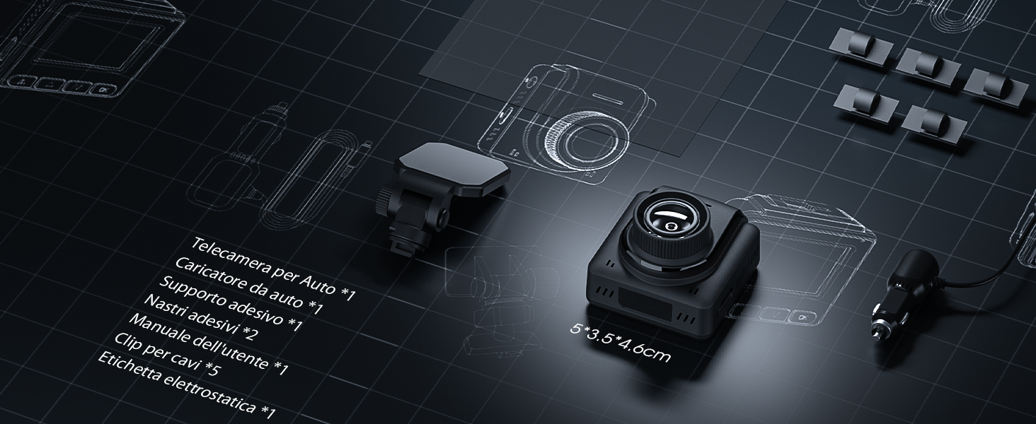 Відеореєстратор Avylet 2K Wi-Fi з GPS, IPS-дисплеєм, нічним баченням та паркуванням 24/7