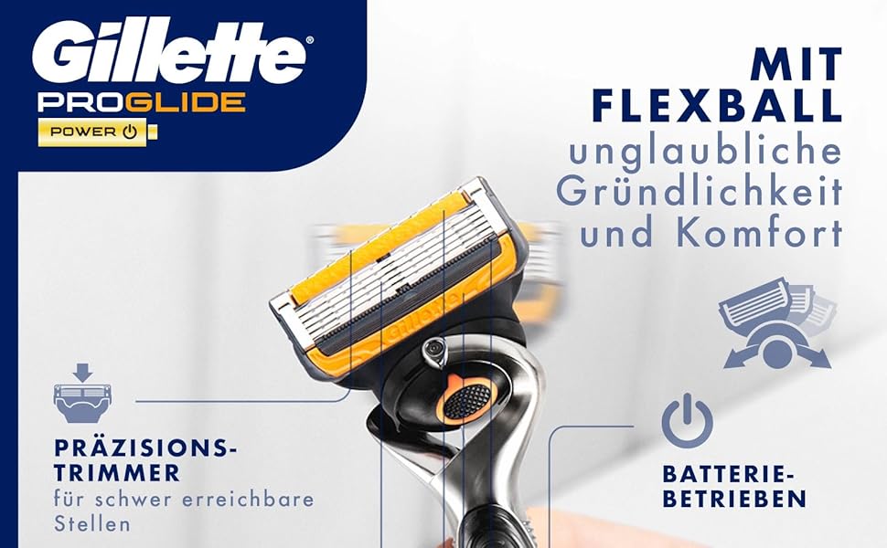 Електрична бритва для чоловіків Gillette Fusion5 ProGlide Power, металевий корпус, чорна