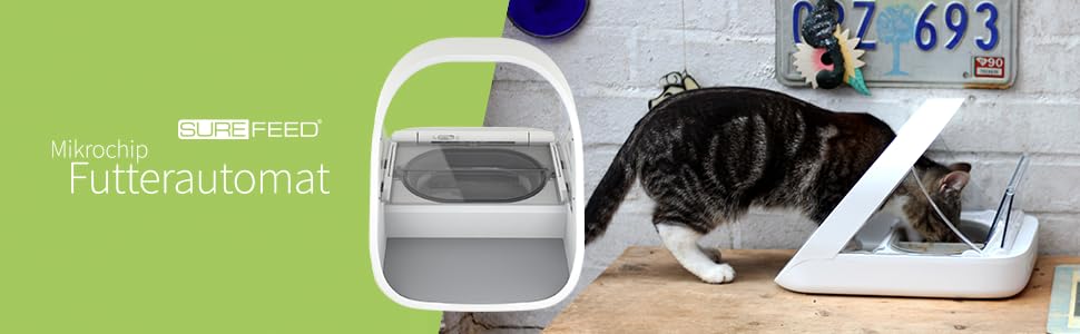 Автомат годування для тварин SureFeed Mikrochip з RFID-ідентифікатором, для вологого та сухого корму, на батарейках, білий, стандартна версія