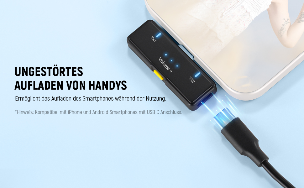 NEEWER Бездротовий петличний мікрофон KM23Max з акумулятором 8 годин, шумозаглушенням та USB-C, сумісний з DJI, Insta360, iPhone, Android, PC