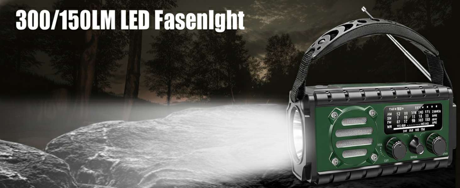 Радіо на сонячній батареї Solar Kurbelradio 20000mAh: FM/AM/SW, ліхтарик, зарядка USB, SOS-сигнал, для кемпінгу та надзвичайних ситуацій (зелене)