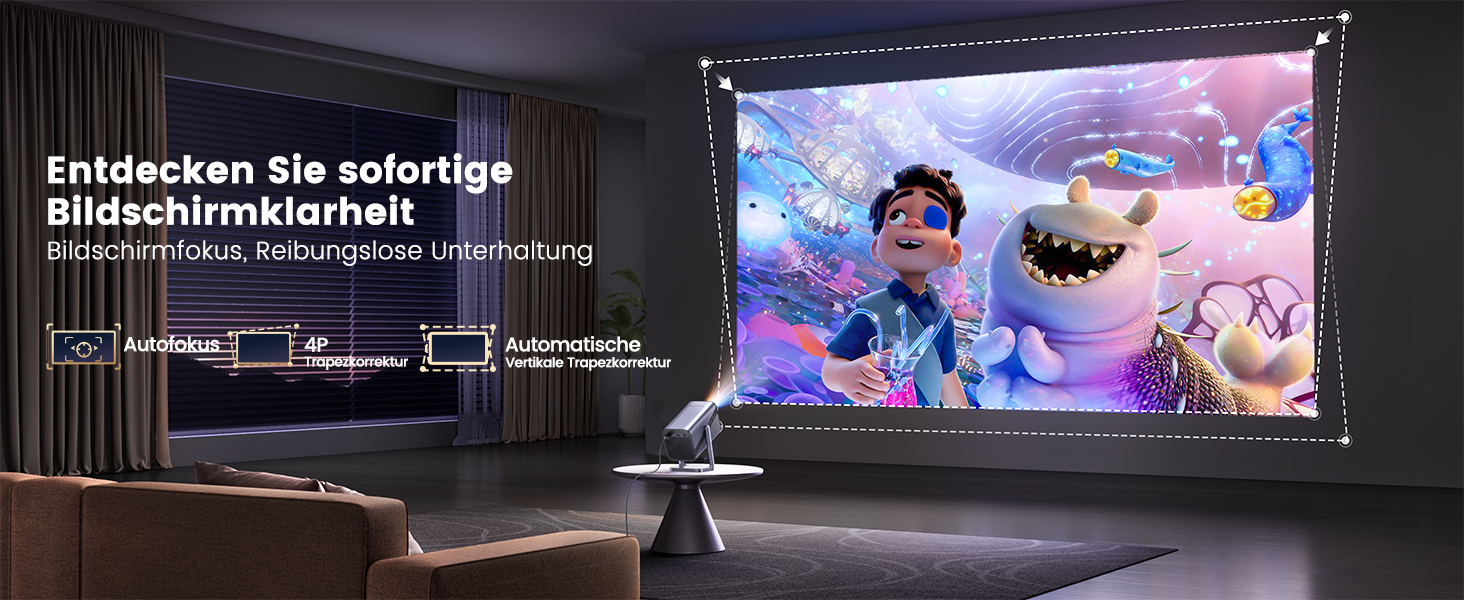 Проектор Mini Beamer 4K Smart з автофокусом та корекцією трапецеїдальних спотворень, WiFi6, Bluetooth, Dolby Audio, 600ANSI, 1080P, для дому та відпочинку на відкритому повітрі, сріблястий