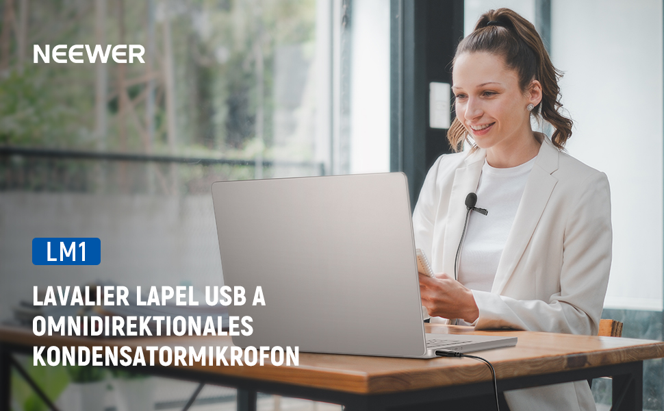 NEEWER Міні-мікрофон-лавал'єр з USB-підключенням для Mac, Windows, PC, YouTube, Skype, Podcast, Gaming, Vlog, Video Konferенції (1 шт.)