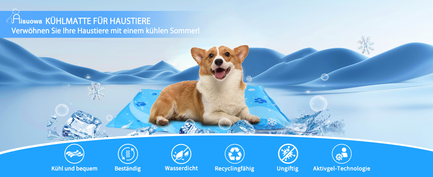 Кілим-охолоджувач для собак та котів, 50x90 см, блакитний. Самостійно охолоджуючий, з нетоксичним гелем, зносостійкий