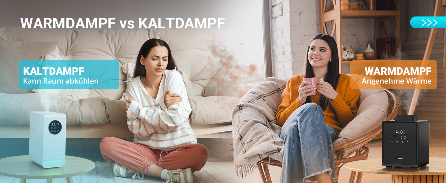 Зволожувач повітря для спальні та вітальні з верхнім заповненням, 3L, нержавіюча сталь, теплий туман, знищує 99,97% бактерій, з режимом сну, білий (чорний)