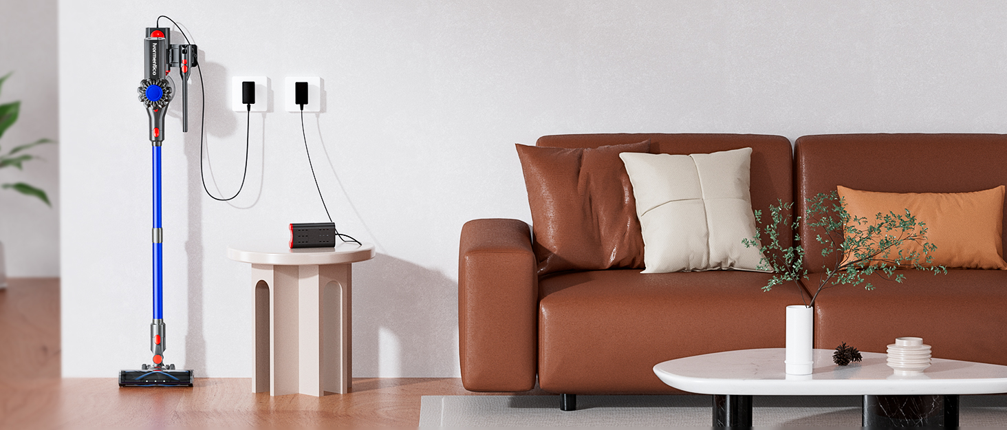 Бездротовий акумуляторний пилосос Ivormentico 50 хв / 40 кПа / 450 Вт з LED, для видалення шерсті тварин, темно-синій