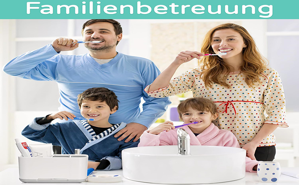 Тримач для зубних щіток, органайзер для електричної зубної щітки, регульований підставка з пластику з неслизьким дном, 4 відділення для зубних щіток + 2 відсіки для зберігання