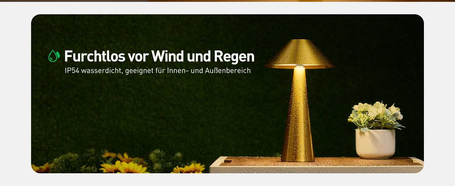BOJIM 2 шт. LED настільна лампа золота, акумуляторна, USB, бездротова, диммування, магнітна, IP54, вологостійка, для балкона, поворотний наголовник