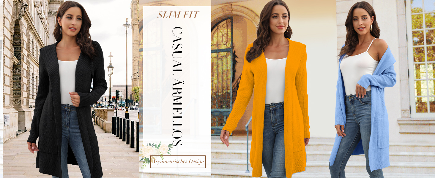 Жіночий трикотажний кардиган JUOIANTANG з довгими рукавами, кишенями та капюшоном, сірий, S-XXL